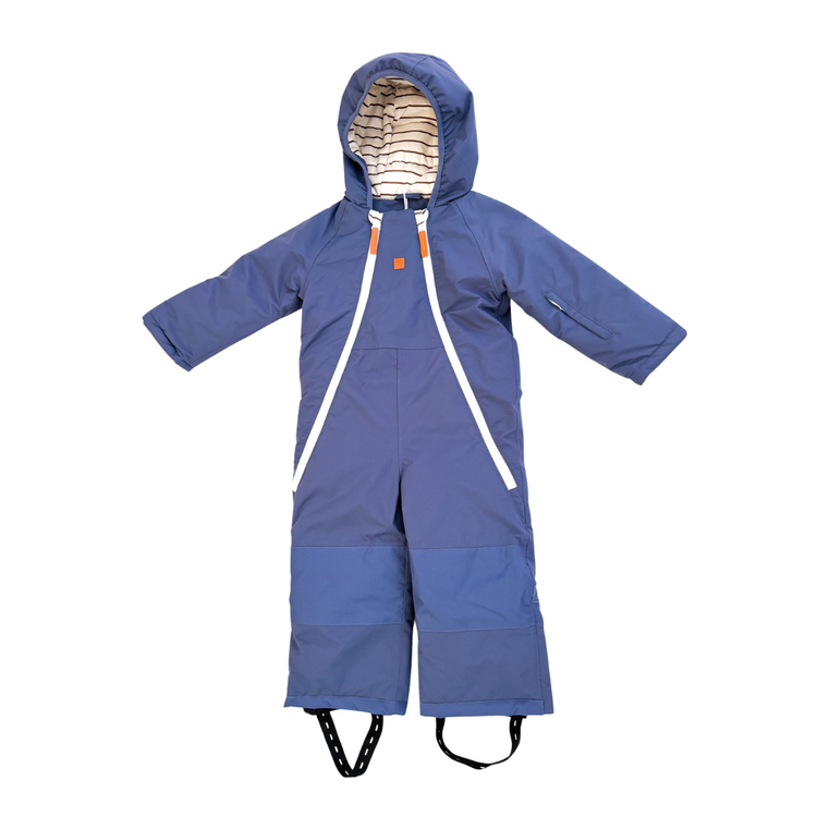 Breton Stripe Snowsuit in Slate Blue