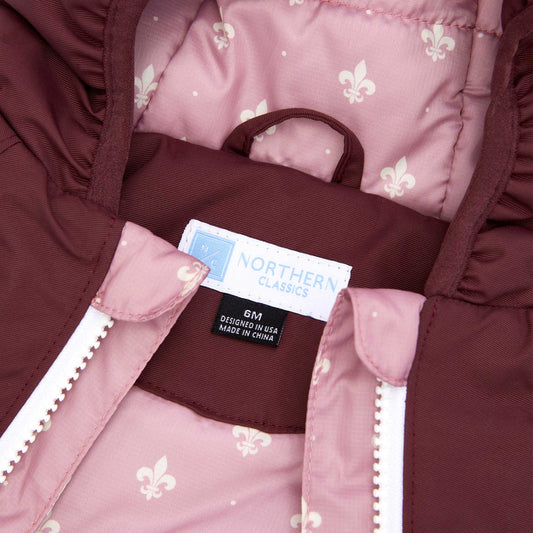 Fleur De Lis Snowsuit in Cranberry